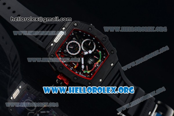 Richard Mille RM 50-03 Chrono Japanese Miyota 9015 Automatic Movement PVD Case with Skeleton Dial and Black Rubber Strap - Click Image to Close